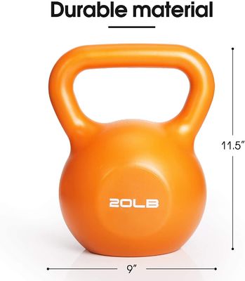 、中心持ち上がる、訓練の腕足のための広いハンドルのゴム製最下のオレンジ重量Kettlebell