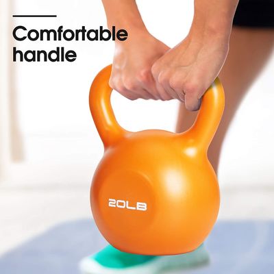 、中心持ち上がる、訓練の腕足のための広いハンドルのゴム製最下のオレンジ重量Kettlebell